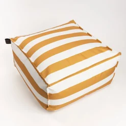 Pufe cubo impermeável riscas branco e amarelo