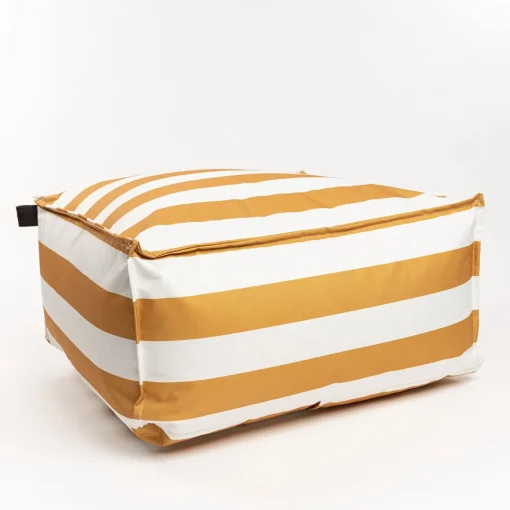 Pufe cubo impermeável riscas branco e amarelo