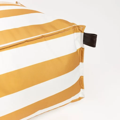 Pufe cubo impermeável riscas branco e amarelo