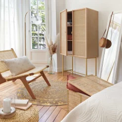 Pufe de chão WONDERLY bege trançado em seagrass