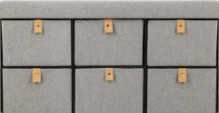 Pufe duplo com 6 gavetas SUEDINE cinza