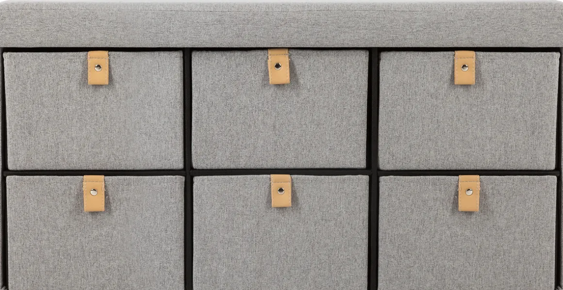 Pufe duplo com 6 gavetas SUEDINE cinza