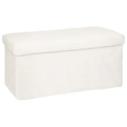 Pufe duplo com arrumação em pelo branco EZZIO