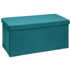 Pufe duplo veludo azul com arrumação