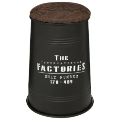 Pufe FACTORY preto em metal