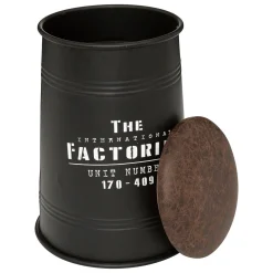 Pufe FACTORY preto em metal