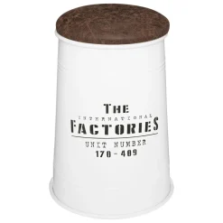 Pufe JOÃO branco em metal 47cm