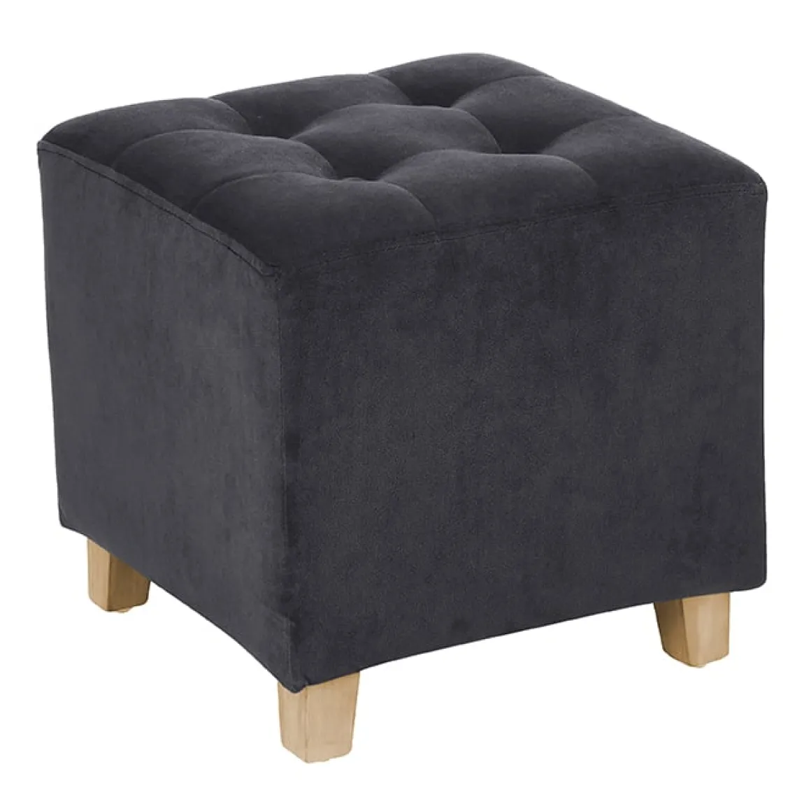 Pufe LEANDRE cinza escuro efeito capitonê