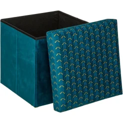 Pufe LIAM azul em veludo 38x38cm