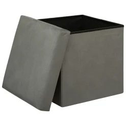 Pufe LILOU cinza em veludo 38x38cm