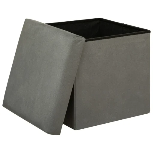 Pufe LILOU cinza em veludo 38x38cm