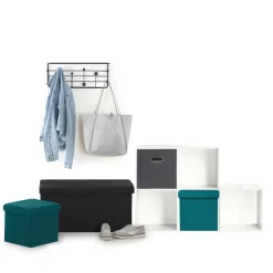 Pufe MIXMODUL em veludo azul 31x31cm