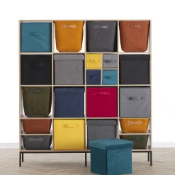 Pufe MIXMODUL em veludo cinza 31x31cm
