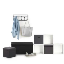 Pufe MIXMODUL em veludo cinza escuro