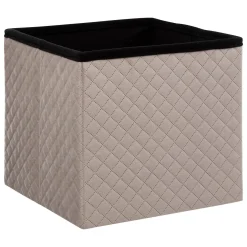 Pufe MIXMODUL em veludo linho bege 31x31cm