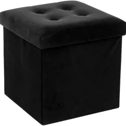 Pufe preto LYSANDRE com arrumação