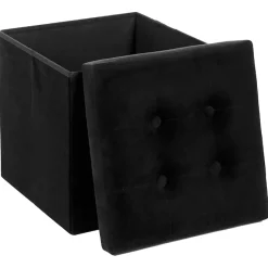 Pufe preto LYSANDRE com arrumação