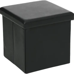 Pufe quadrado AKENO preto 37,5x38cm