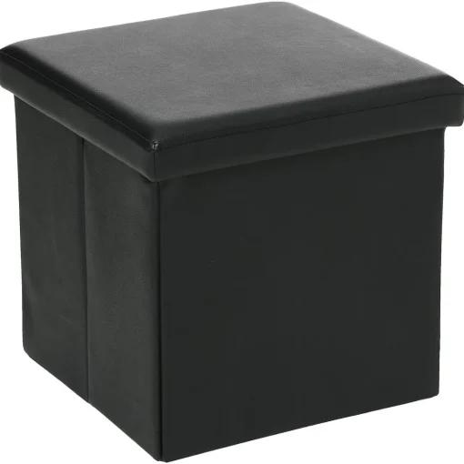 Pufe quadrado AKENO preto 37,5x38cm