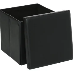 Pufe quadrado AKENO preto 37,5x38cm