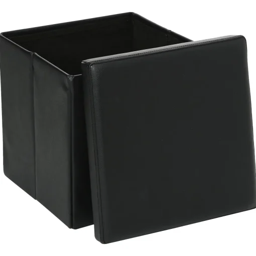 Pufe quadrado AKENO preto 37,5x38cm