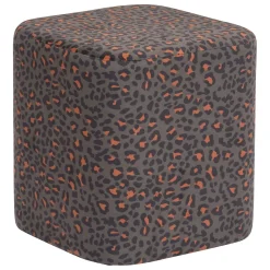 Pufe quadrado BOUDOIR padrão leopardo 38x38cm