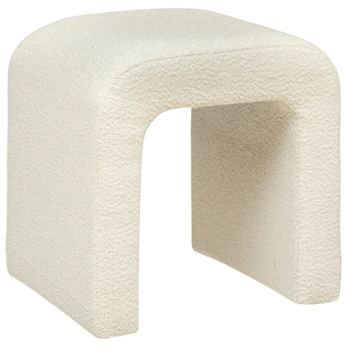 Pufe SEVI pelo bouclé branco