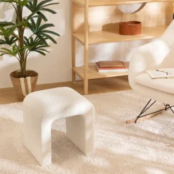 Pufe SEVI pelo bouclé branco