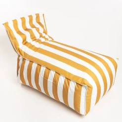 Pufe sofá impermeável riscas branco e amarelo