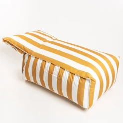 Pufe sofá impermeável riscas branco e amarelo