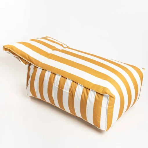Pufe sofá impermeável riscas branco e amarelo
