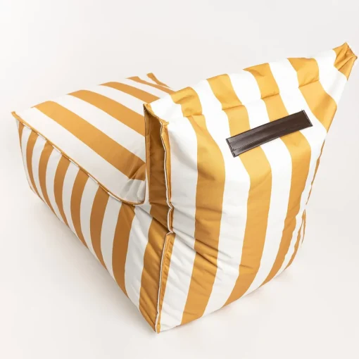 Pufe sofá impermeável riscas branco e amarelo