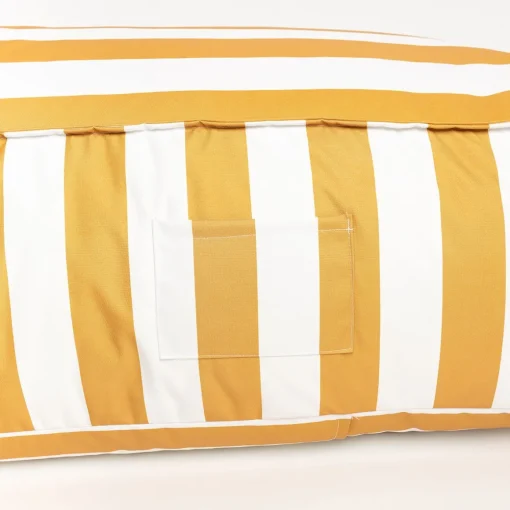 Pufe sofá impermeável riscas branco e amarelo