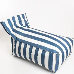 Pufe sofá impermeável riscas branco e azul