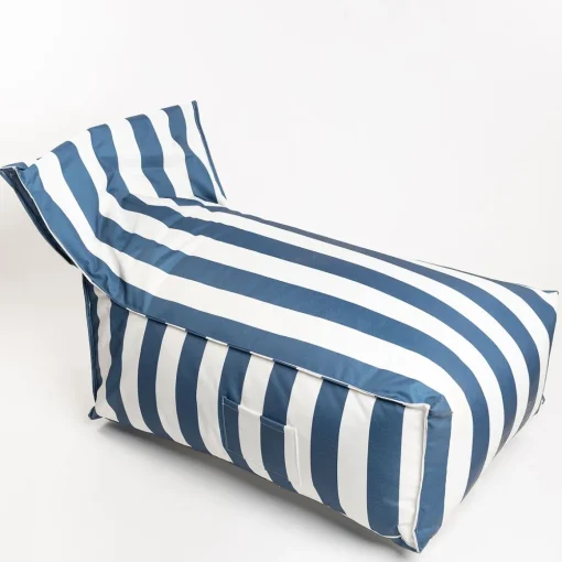 Pufe sofá impermeável riscas branco e azul