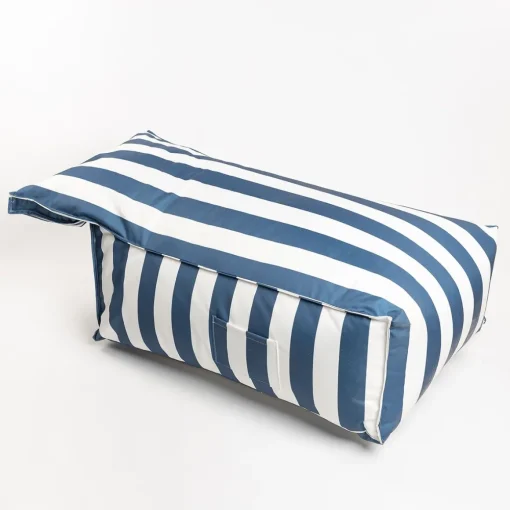 Pufe sofá impermeável riscas branco e azul