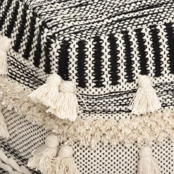 Puff Lurex Preto E Bege Com Tassels