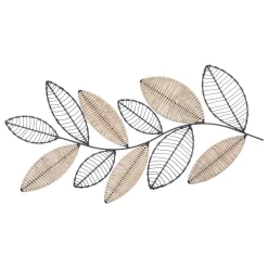 Quadro decorativo aurore forma de folhas em metal
