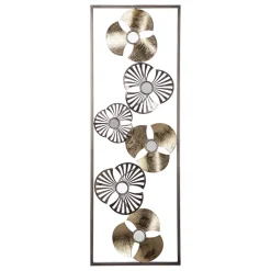 Quadro decorativo dourado flor em metal