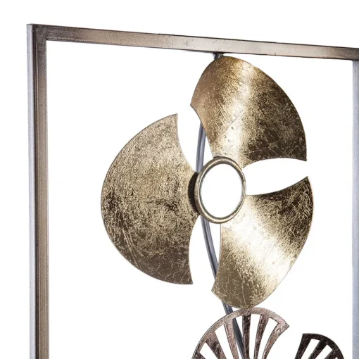 Quadro decorativo dourado flor em metal