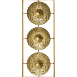 Quadro decorativo dourado em metal