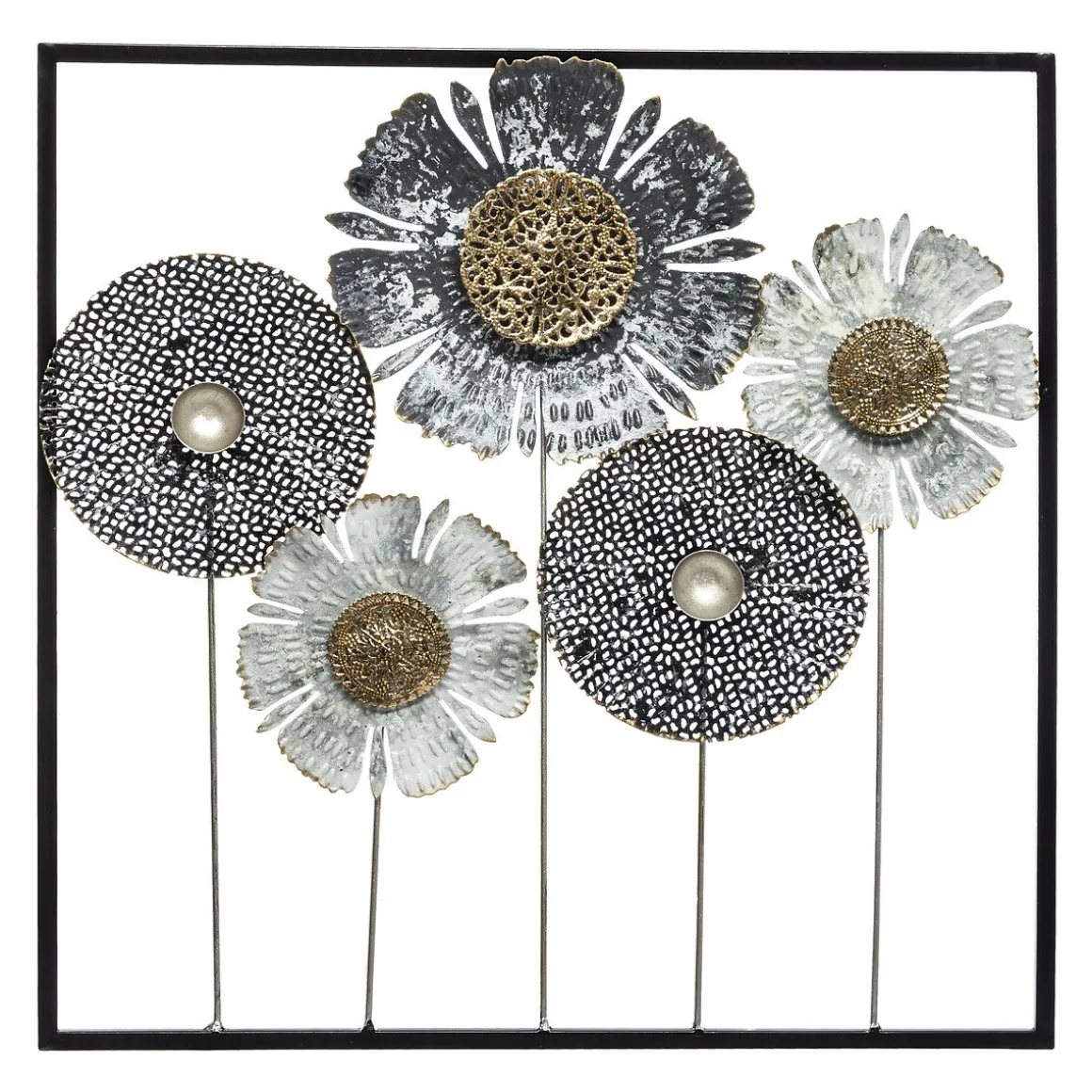 Quadro decorativo flor em metal 50cm