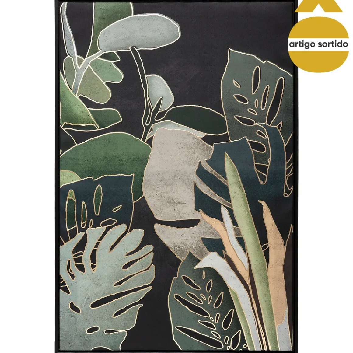 Quadro decorativo folhas selva 90x60cm