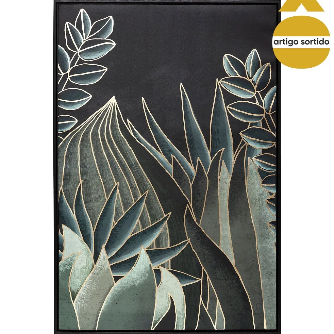 Quadro decorativo folhas selva 90x60cm