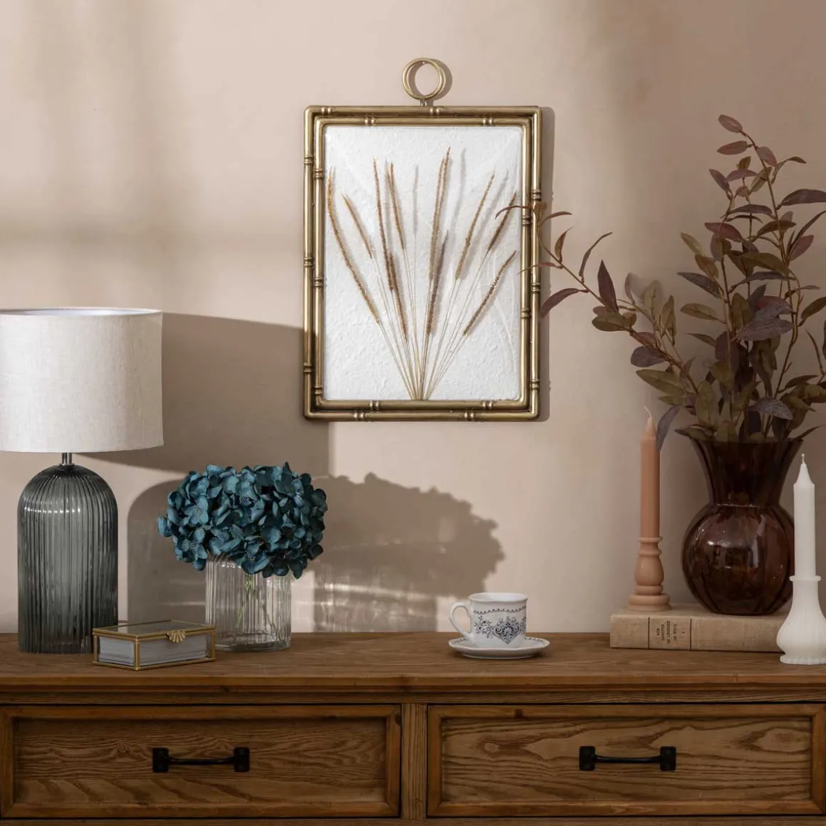 Quadro decorativo JONAS hastes em mdf e metal 47cm