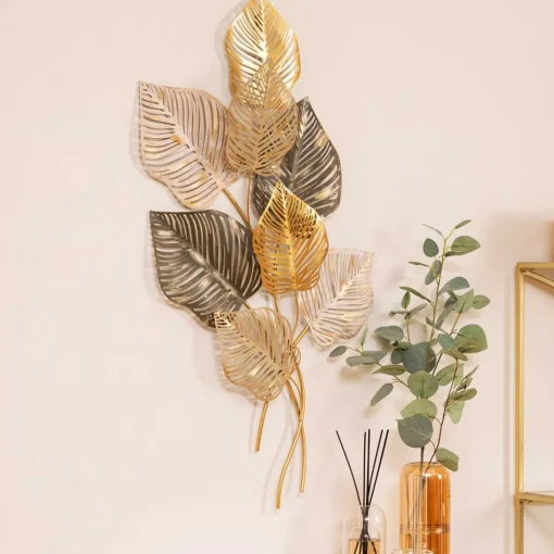 Quadro decorativo NADIA folhas em metal