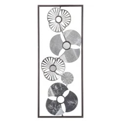 Quadro decorativo prata flor em metal