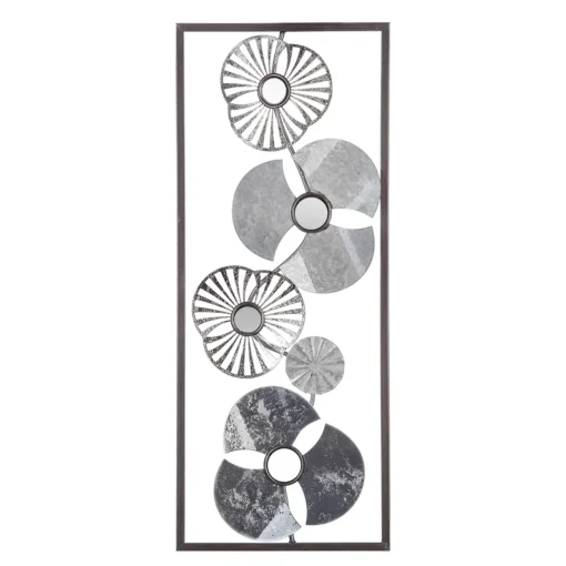 Quadro decorativo prata flor em metal