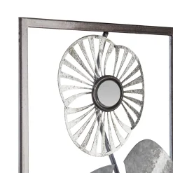 Quadro decorativo prata flor em metal