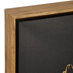 Quadro decorativo preto com penas douradas